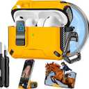 for AirPods Pro 3 Case 2025, Safety Lock & Hidden Phone Stand Design for Apple AirPods Pro 3rd Generation Case Cover with Cleaner Keychain for Men Women, Compatible with MagSafe, Yellow