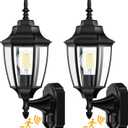 Lamomo Outdoor Wall Sconce, 2 Pack Dusk to Dawn Motion Sensor Light Fixtures, Exterior Aluminum Waterproof Porch Lights for Patio Front Door Garage (Black)