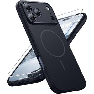 FNTCASE for iPhone 17 Pro Max Case: [Compatible with Magsafe] Solid Black Matte 17 Promax Magnetic Phone Cover with [Full Camera Protection] [Screen Protector] Military Grade Shockproof Protective
