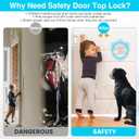 2 Pcs Adjustable Child Safety Door Top Lock, Child Safety Top Lock For Door, Metal Top Of Door Locks For Kids Safety, Door Top Lock For Interior Exterior French Door For Childproofing White