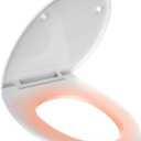 LEIVI Heated Toilet Seat with Built-in Side Control, Lid and Seat Soft Close, Auto Night Light, Easy Installation, Elongated