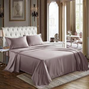 CozyLux Satin Sheets King Size Sheet Set - 4 Piece Silky King Sheets, Luxury Dusty Purple King Bed Set with Smooth and Soft Microfiber, Includes 1 Fitted Sheet, 1 Flat Sheet and 2 Pillowcases