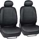 Black Synthetic Leather Seat Covers Front Pair Set of 2 - Premium Leatherette