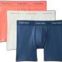 Calvin Klein Men's Calvin Klein Mens Icon Cotton Stretch Boxer Brief 3pk, Small  (Coral Pop W/ Dark Denim Logo, Sprout Green W/ Coral Pop Logo, Dark Denim W/ Sprout Green Logo)