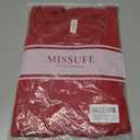 Missufe Women's V Neck Ruffle Short Sleeve Bodycon Summer Casual T Shirt Dress (Red, S)