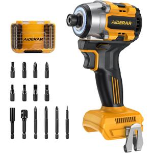 20V Cordless Impact Driver (Bare Tool) Compatible with DeWalt Battery, 2390 IN-LBS Max Torque, 3300 RPM, 1/4" Hex Brushless Impact Driver, 4-Speed Forward/Reverse Control, LED Light, S2 Steel Bits Set