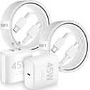 45W USB C Charger for Samsung Charger Fast Charging,Super Fast Android Phone Charger,2Pack Type C Chargers Block Long 10FT Type C Charging Cable for SamsungGalaxy S25 Ultra/S25/S24+/S23/S22+/S21/S20 (White)