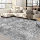 Nakagishi 9x12 Area Rugs Living Room: Washable Abstract Large Neutral Soft Rug Stain Resistant Modern Indoor Floor Non-Slip Carpet for Bedroom Nursery Kids Playroom Office Dining Room Dorm- Grey