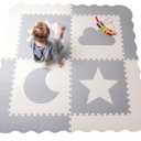 Baby Play Mat Tiles - 61"x61" Extra Large, Grey & White Interlocking, Non-Toxic Foam, Safe for Infants & Toddlers