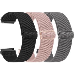 Meliya Veryfit Smart Watch Bands, Watchbands for IDW13 IDW16 IDW19 IDW26 IDW28 Smartwatch, Stretch Elastic Nylon Watch Straps Replacement Wristband for Veryfit (Black+Pink+Grey)
