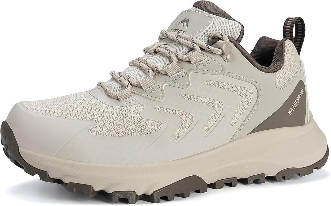 Women's Waterproof Hiking Shoes Lightweight Comfortable Outdoor Walking Trails Sneakers White, 9