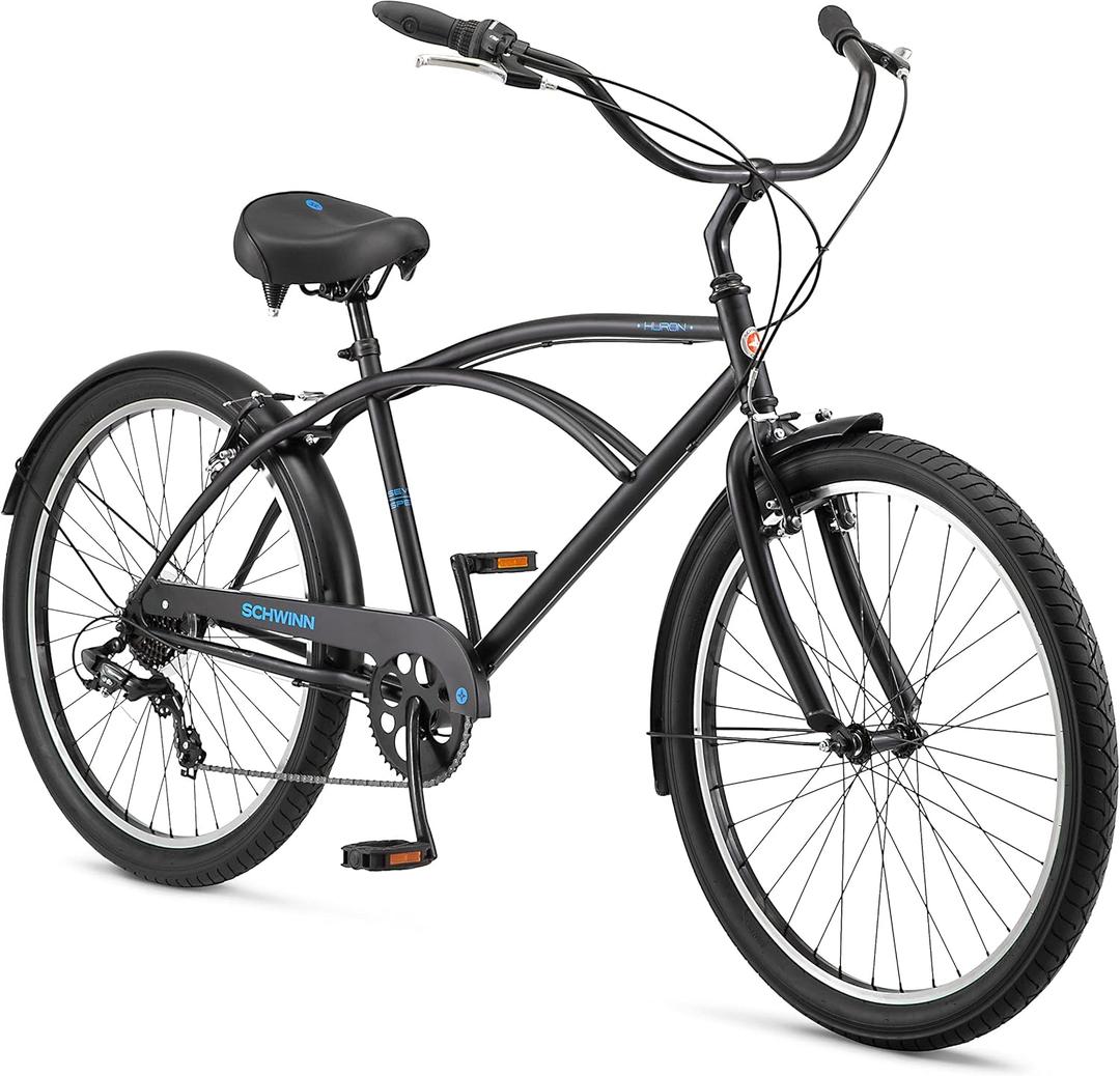 Schwinn Cruiser Bike, 26 Inch Bike for Women and Men, Beach Cruiser Bicycle, Linear Pull Brakes, Comfortable Padded Seat, Upright Riding Position, Adult Bicycle (18-Inch Frame, Black)