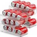 Sotfamily FIFO Soda Can Organizer for Pantry/Fridge, Automatic Rolling Pop Can Dispenser/Storage/Holder/Container for Refrigerator or 12" Deep Shelf, Space-Saving Drink Organizer for 24 Standard Cans, Clear