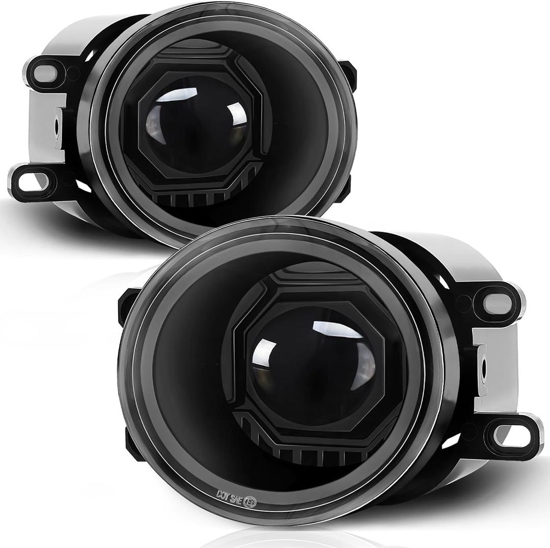 KARSAM Round LED Fog Lights Assembly for 2016-2023 Toyota Tacoma, 2014-2023 4Runner, 2014-2019 Tundra, 2007-2014 Camry, 2006-2012 RAV4, 2006-2013 Yaris, 2008-2013 Lexus IS-F, Front Bumper Driving Lamp