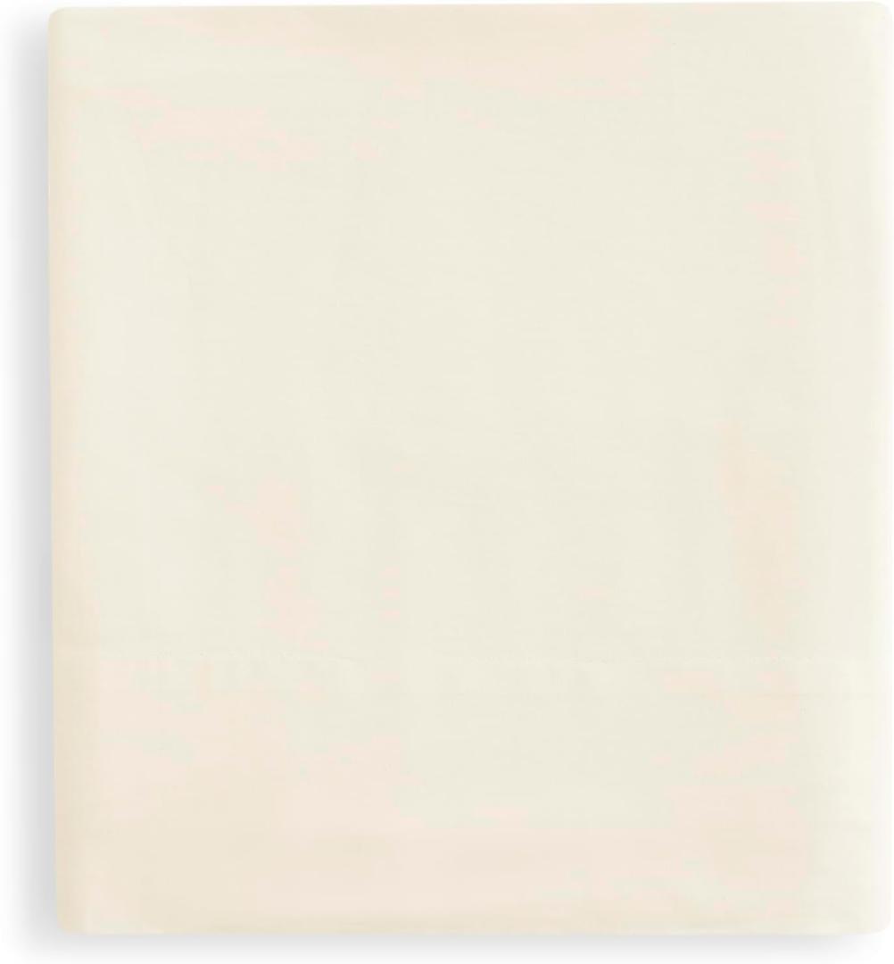 Linen Closet Fitted Sheet  100% Cotton Percale, Cool & Crisp, Brushed for Softness, Deep Pocket Fits Mattresses up to 17", Breathable, Durable, Easy Care, 1-Piece Bottom Sheet, Queen Size, Ivory