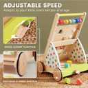 Tiny Land Wooden Baby Walker with Adjustable Speed, Montessori Activity Push Walker Toy for Toddlers, Colorful Learning Walker for Boys & Girls (Rainbow)