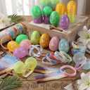 Wettarn 180 Pcs/ 60 Sets Jesus Easter Egg Fillers with Luminous Bracelets Christian Cards Jesus Is The Light of The World Gifts for Easter Basket Stuffers Bulk Church Resurrection Favors(Colorful)