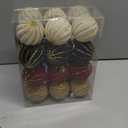 Hollowfly 24 Pcs Velvet Christmas Ornaments Balls 2.36 Inches Flocked Burgundy Red Green Brown Velvet Hanging Ornaments for Christmas Tree Shatterproof Plastic Ball Decorations for Xmas Holiday Party