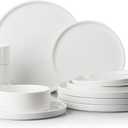12 Pieces Plates and Bowls Sets,White Dish Set for 4,Premium Serving Dinnerware Sets, Chip and Scratch Resistant Dishware Sets Kitchen Dishes Dining Ware Set