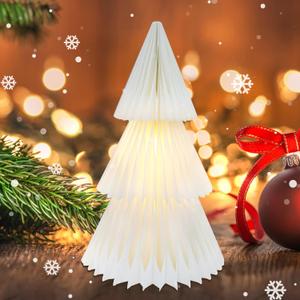 ZEYGC Christmas Decorations Light Up Paper Christmas Tree, Foldable Warm White Led Lighted Battery Operated 19.68" Xmas Decor for Indoor Home Decor