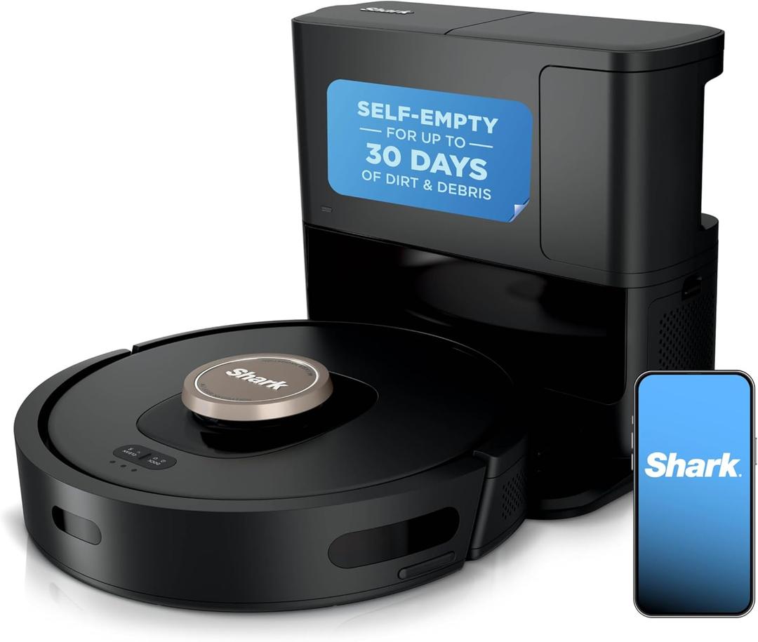 Shark AV2501AE AI Robot Vacuum with XL HEPA Self-Empty Base, Bagless, 60-Day Capacity, LIDAR Navigation, Perfect for Pet Hair, Compatible with Alexa, Wi-Fi Connected, Carpet & Hard Floor, Black