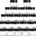2 oz Glass Jars with Lids, Hoa Kinh 24 Pack Air Tight Leak Proof Small Clear Transparent Cosmetic Glass Jars - White Inner Seal Lid for Handmade Lotions, Creams, Body Butter, Candle, Crafts Storage