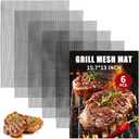 6 Pcs BBQ Grill Mesh Mat, 15.75 x 13 Inch Non-Stick Reusable Barbecue Grilling Mat Easy to Clean, Heavy Duty Heat Resistant Cooking Mesh Mat Suitable for Outdoor Smoker, Pellet, Gas, Charcoal Grills (Incomplete set)