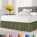 Wrap Around Dust Ruffle Bed Skirt - Sage Green - for Full Size Beds with 18 Inch Drop - Elastic Strap - Adjustable Pleated Bedskirt with Brushed Fabric and Wrinkle Free - for Women, Men, Kids & Teens