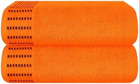 MALLONI HOME Cotton 2 Pack Oversized Bath Towel Set 28x55 inches, Large Bath Towels, Ultra Absorbent Compact Quickdry & Lightweight Towel, Ideal for Gym Travel Camp Pool - Orange