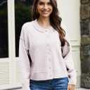Womens Cropped Cardigan Sweaters 2026 Casual Button Down Knit Fall Outfits (Beige, L)