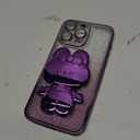 Cute Bunny Hidden Stand Compatible with iPhone 13 Case, Clear Soft TPU Bumper Shockproof 3D Mirror Rabbit Bracket Phone Case with Camera Protection for Women, Girl - Purple