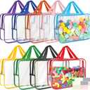 9 Packs Toy Storage Bags with Labels, 11.8x8.7x3.9In Large PVC Reusable Clear Board Game Storage with Zipper, Travel Waterproof Organizer Bags for Building Blocks, Puzzle, Books, Stationery