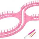 WAYION 55" Afphgan Serenity Loom Knitting Board Weave Loom Kit with Step by Step Instructions Great for The Experienced Loom Knitter (Pink) 