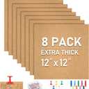Cork Board Tiles - 8 Packs Adhesive Corkboards for Wall,Small Cork Board Decorations, CorkBoard Squares, Cork Sheet Decorative CorkBoard for Office, School & Home
