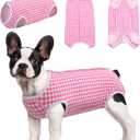 Kuoser Surgical Recovery Suit for Dogs Cats, Pet T-Shirt After Surgery Wear for Dogs, Dog Professional Recovery Suit Comfortable E Collar Alternative, Prevent Licking Onesies Pet Surgery Recovery Suit (Pink, M)