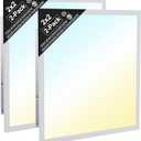2x2 LED Flat Panel Light,Drop Ceiling Troffer Fixtures, 15W-40W 5 Wattage Selectable, 5CCT 3500K-6500K, 0-10V Dimmable Back-Lit, Anti-Glare, Safety Hooks, AC120-277V, ETL Listed 2 Pack