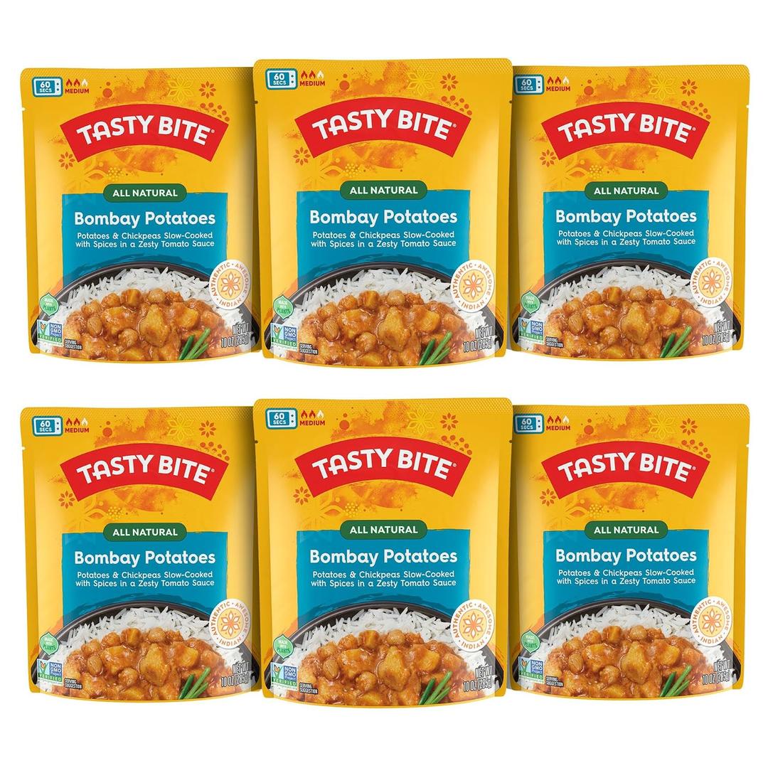 Tasty Bite Indian Bombay Potatoes, Microwaveable Ready to Eat Entrée, 10 Ounce (Pack of 6), BBD 02/28/2027
