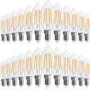 Candelabra Light Bulbs 40 watt, E12 LED Bulb Dimmable Chandelier Light Bulbs, B10 Candle Light Bulbs 2700K Soft White, 90+CRI, 400LM, Cear Glass, 24 Pack