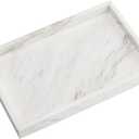 StonePlus Natural Marble Storage Vanity Tray, Cosmetics Jewelery Tray, Kitchen Organizer, Coffee Table Tray (Volakas White, Glossy Surface, 11.8L x 7.87W x 1.18H)