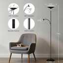 SIBRILLE Upgraded 2-in-1 Torchiere Floor Lamp, Dimmable Standing Lamp with Remote&Button Control, 34W Brightness Adjustable Floor Reading Light, Black Modern Corner Lamp for Living Room Bedroom Office