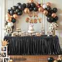 Wish Care 14ft Black Satin Table Skirt for Rectangle Tables Wrinkle Free Glitter Desk Skirts Pleated Ruffle Table Cloth for Wedding Birthday Graduation Party Buffet Display Trade Show Table Decoration