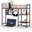 38.5" 3-Tier Desktop Bookshelf | Desk Organizer Shelf & Computer Monitor Stand | Dark Brown Home Office Storage