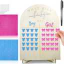 Wooden Baby Gender Reveal Voting Board with Stand, Gender Guessing Game Board with Girl or Boy Voting Stickers for Gender Reveal Party 2 Pens Included)