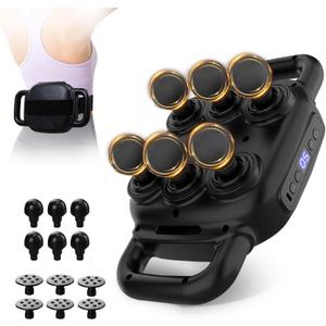 6 Head Massage Gun - Deep Tissue Massage Gun with 50 Adjustable Intensities & 9 Modes, Electric Percussion Massage Tool for Back, Leg, Muscle Pain Relief, Ideal Gifts for Friends and Parents (Black)