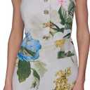 KARL LAGERFELD Women's Sleeveless Square Neck Tweed A-line Mini Dress (10, Soft White/French Blue Combo)