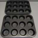 HONGBAKE Muffin Pan for Baking, Nonstick Cupcake Tin 12 Cup, 2 Pack Cup Cake Tray, Premium Cheesecake Pans, Dishwasher Safe - Dark Grey