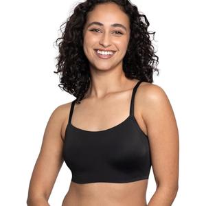 Floatley to The T Shirt Wireless Scoop Neck Adjustable Strap Lightly Lined Bra for Women Soft Silky Comfort Removable Pads (Medium, Black)