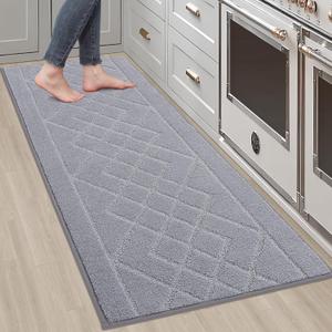 BEQHAUSE Kitchen Runner Rug 20x59 Washable Non Slip Kitchen Mats for Floor Absorbent Soft Kitchen Rugs for Floor,Sink,Hallway,Laundry,Grey