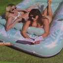 SLOOSH Inflatable Tanning Pool Lounger Float, 85" x 57" Extra Large Pool Floats Adult with Pillow, 4 in 1 Suntan Tub Raft Floatie, Sunbathing Bed Lounge Blow Up Ball Pit Party Gifts, XL-Cyan White