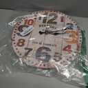 Wall Clock 12 Inch Clock Colorful Numbe Wood Grain Wall Clock Silent Quartz Large Decorative Quiet Home Office